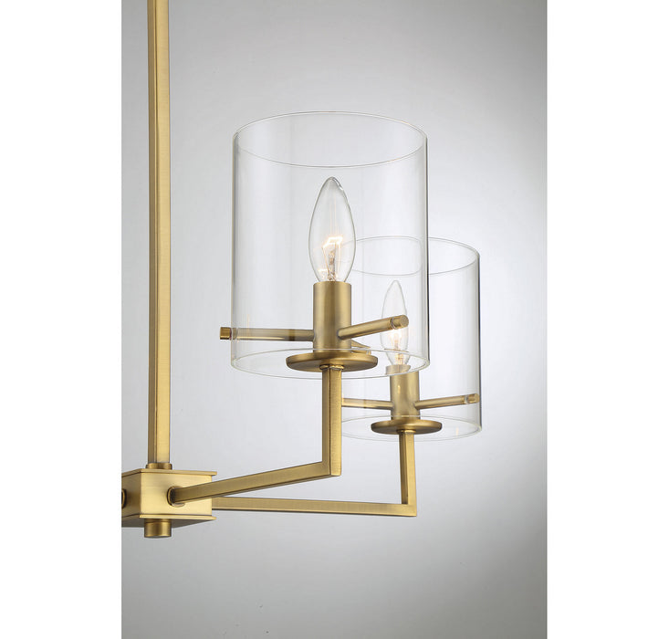 Meridian M10076NB Four Light Chandelier, Natural Brass