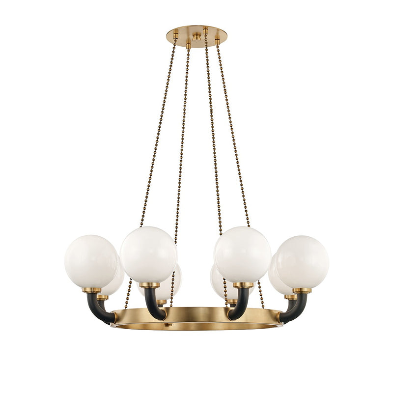 Hudson Valley 3646-AGB/BK Eight Light Chandelier, Aged Brass/Black