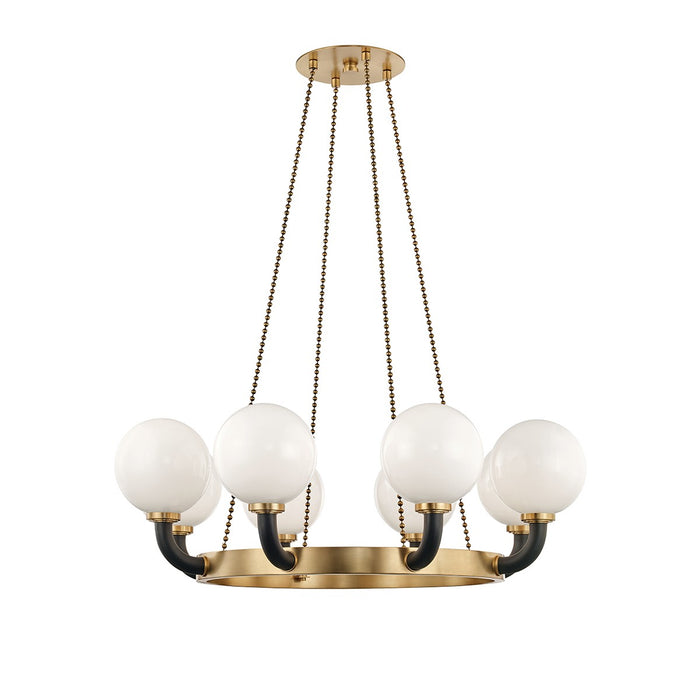 Hudson Valley 3646-AGB/BK Eight Light Chandelier, Aged Brass/Black