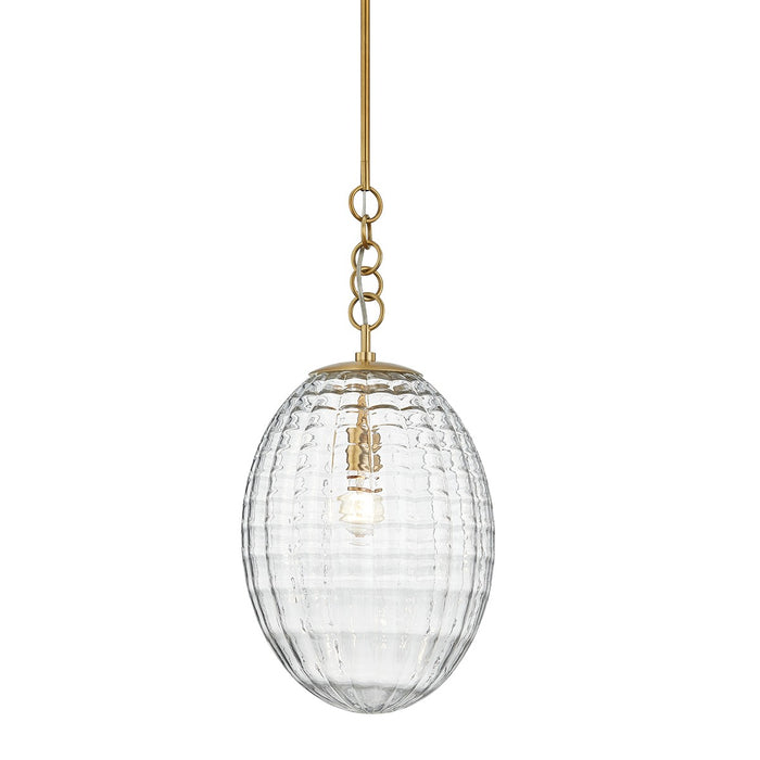 Hudson Valley 4912-AGB One Light Pendant, Aged Brass