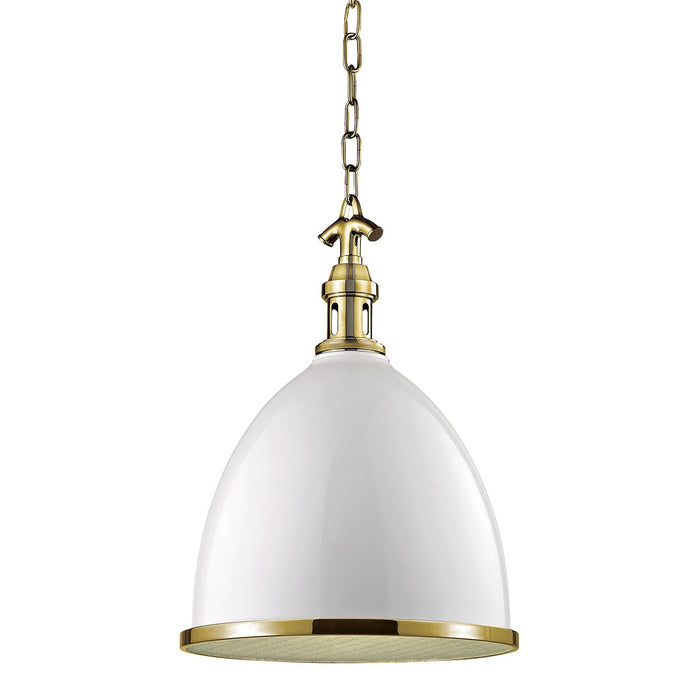 Hudson Valley 7714-WAGB One Light Pendant, White/Aged Brass
