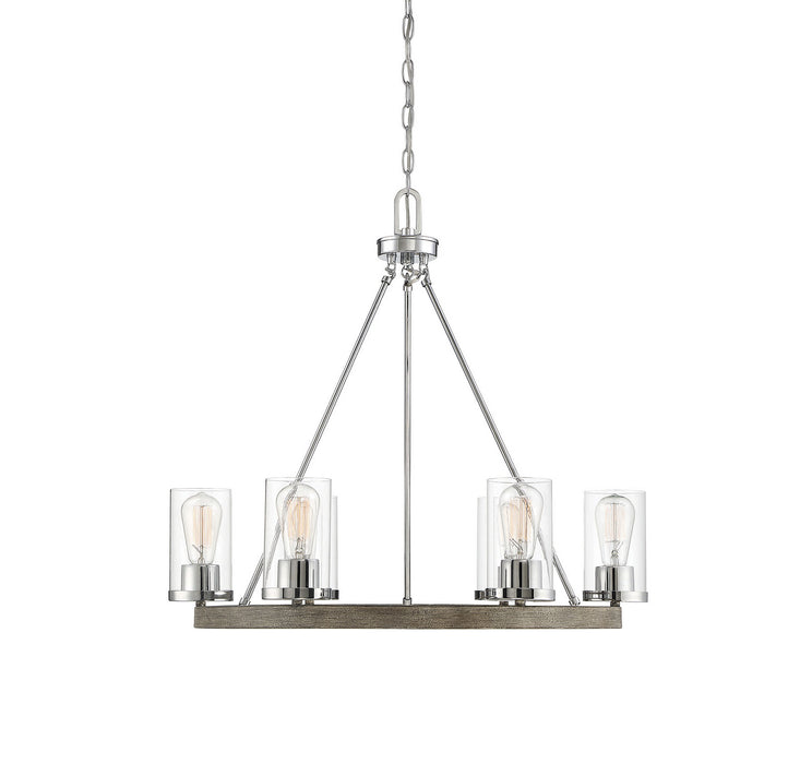 Meridian M10070GWCH Five Light Chandelier, Greywood Chrome