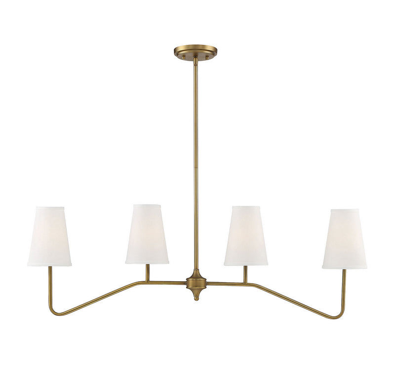 Meridian M10078NB Four Light Chandelier, Natural Brass