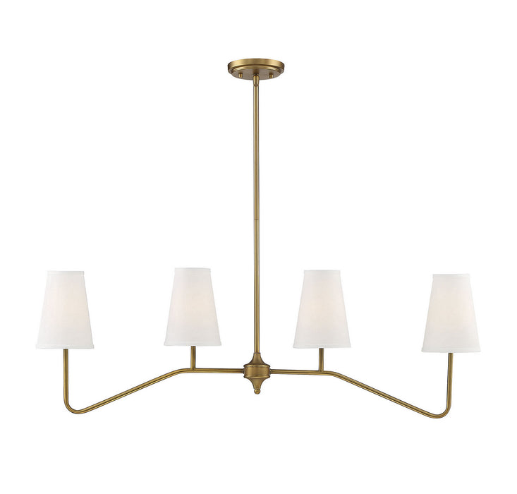 Meridian M10078NB Four Light Chandelier, Natural Brass