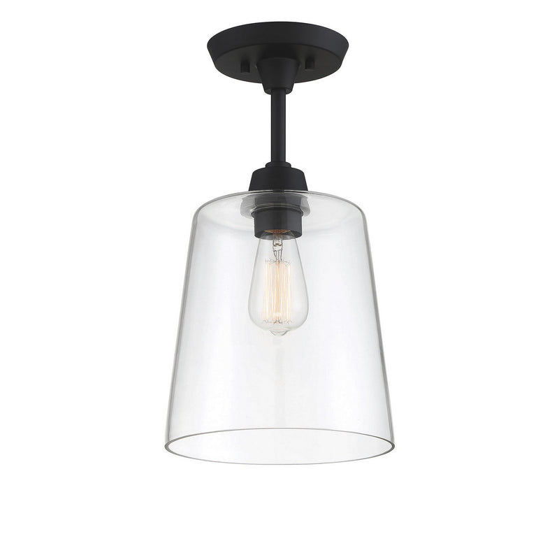 Meridian M60010MBK One Light Semi-Flush Mount, Matte Black