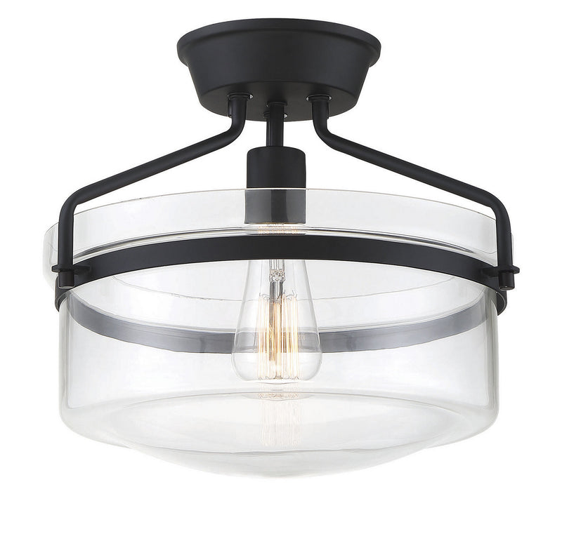 Meridian M60011MBK One Light Semi-Flush Mount, Matte Black