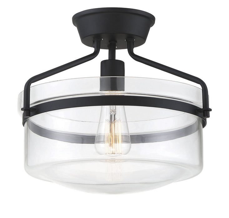 Meridian M60011MBK One Light Semi-Flush Mount, Matte Black