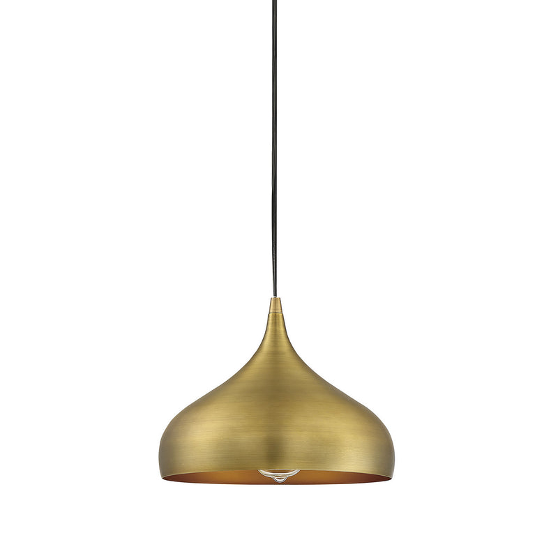 Meridian M70075NB One Light Mini Pendant, Natural Brass