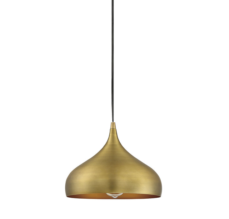 Meridian M70075NB One Light Mini Pendant, Natural Brass
