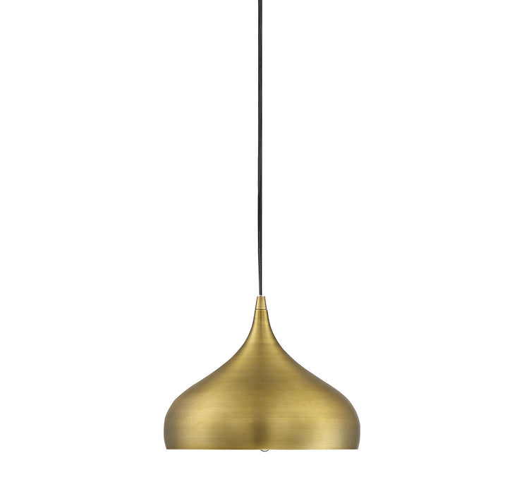 Meridian M70075NB One Light Mini Pendant, Natural Brass