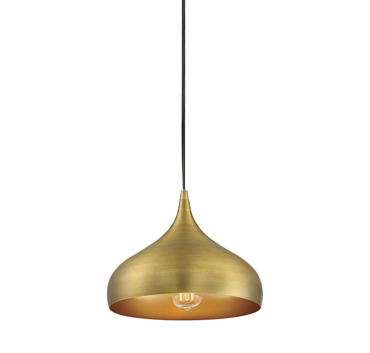Meridian M70075NB One Light Mini Pendant, Natural Brass