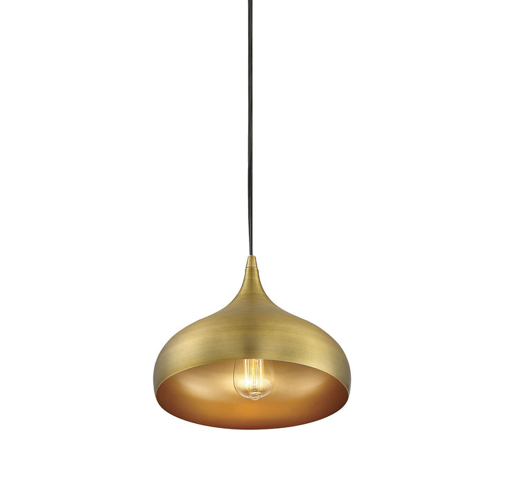 Meridian M70075NB One Light Mini Pendant, Natural Brass
