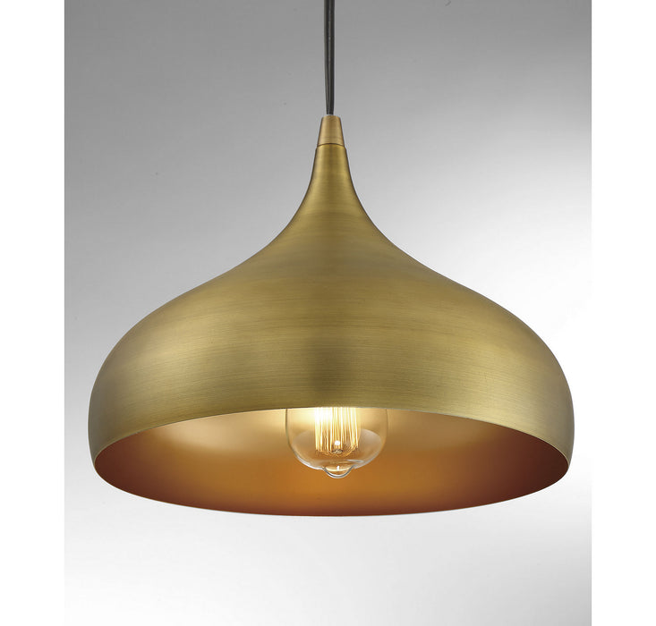 Meridian M70075NB One Light Mini Pendant, Natural Brass