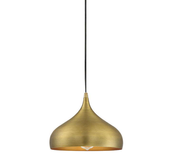 Meridian M70075NB One Light Mini Pendant, Natural Brass