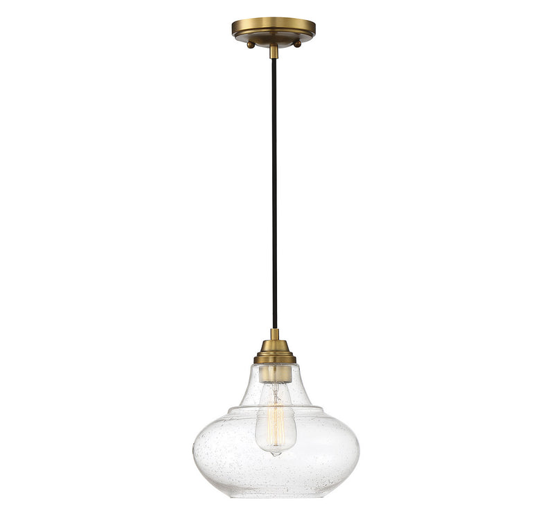 Meridian M70080NB One Light Mini Pendant, Natural Brass