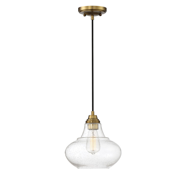Meridian M70080NB One Light Mini Pendant, Natural Brass