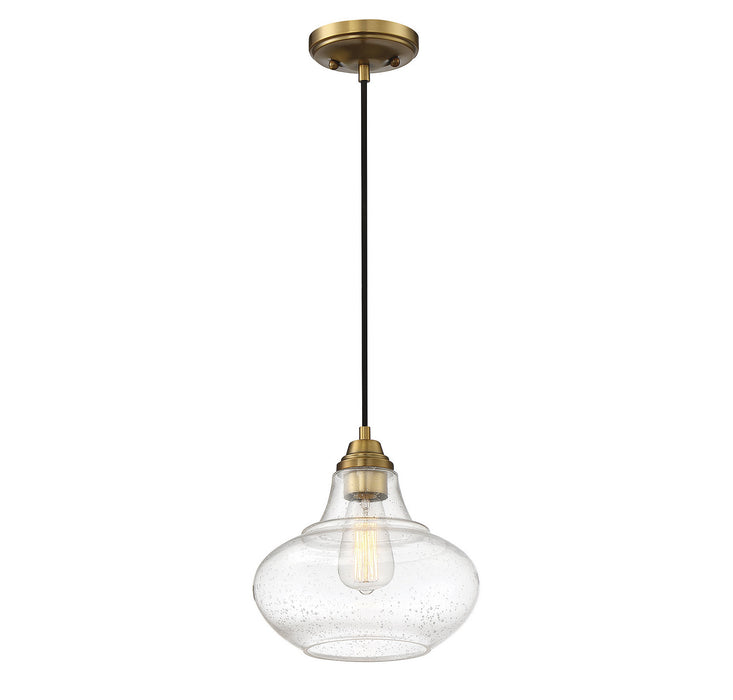Meridian M70080NB One Light Mini Pendant, Natural Brass