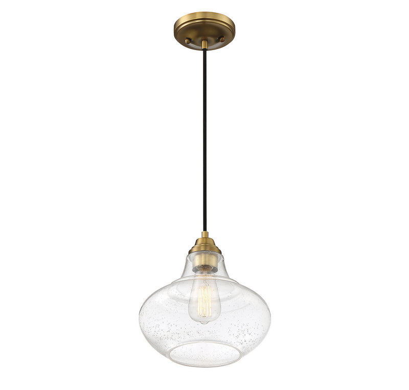 Meridian M70080NB One Light Mini Pendant, Natural Brass
