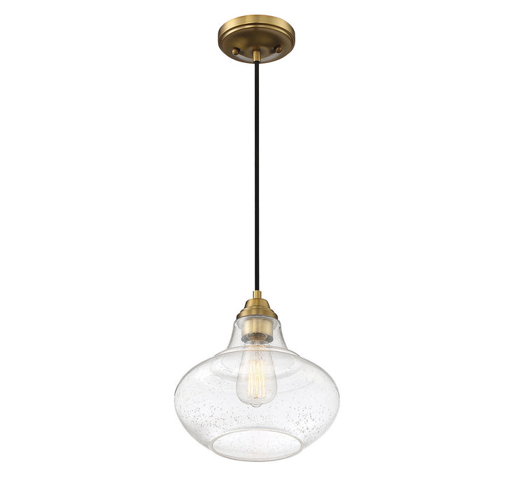Meridian M70080NB One Light Mini Pendant, Natural Brass