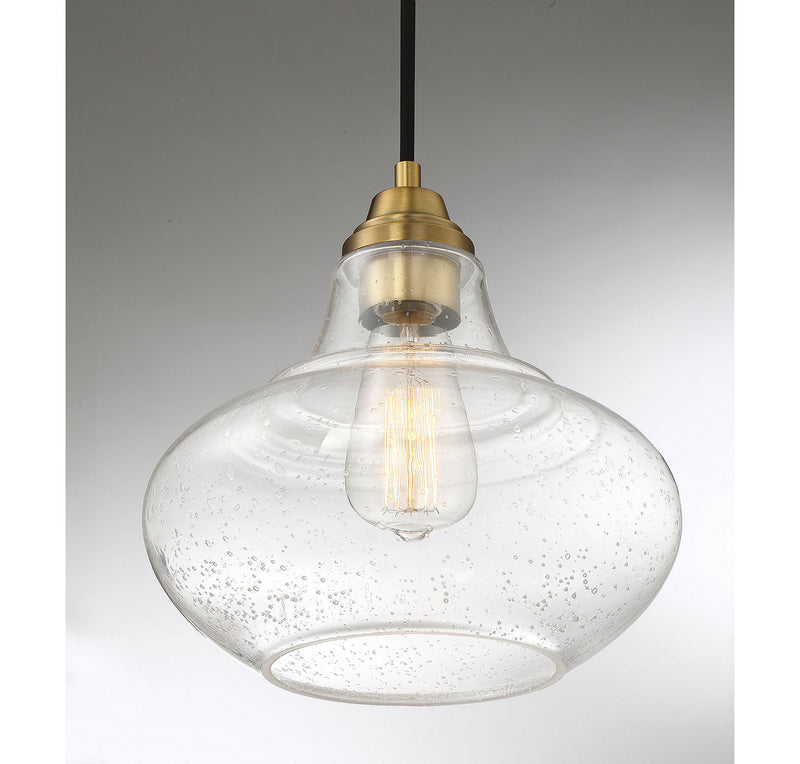 Meridian M70080NB One Light Mini Pendant, Natural Brass