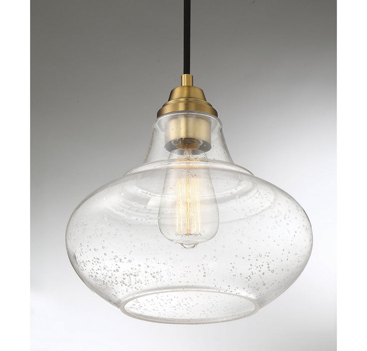 Meridian M70080NB One Light Mini Pendant, Natural Brass