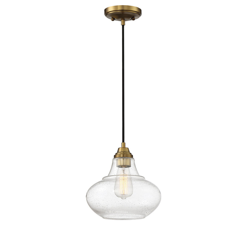 Meridian M70080NB One Light Mini Pendant, Natural Brass