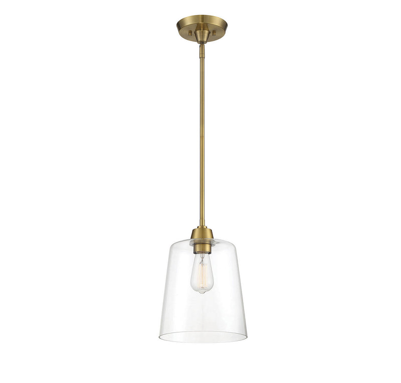 Meridian M70081NB One Light Pendant, Natural Brass