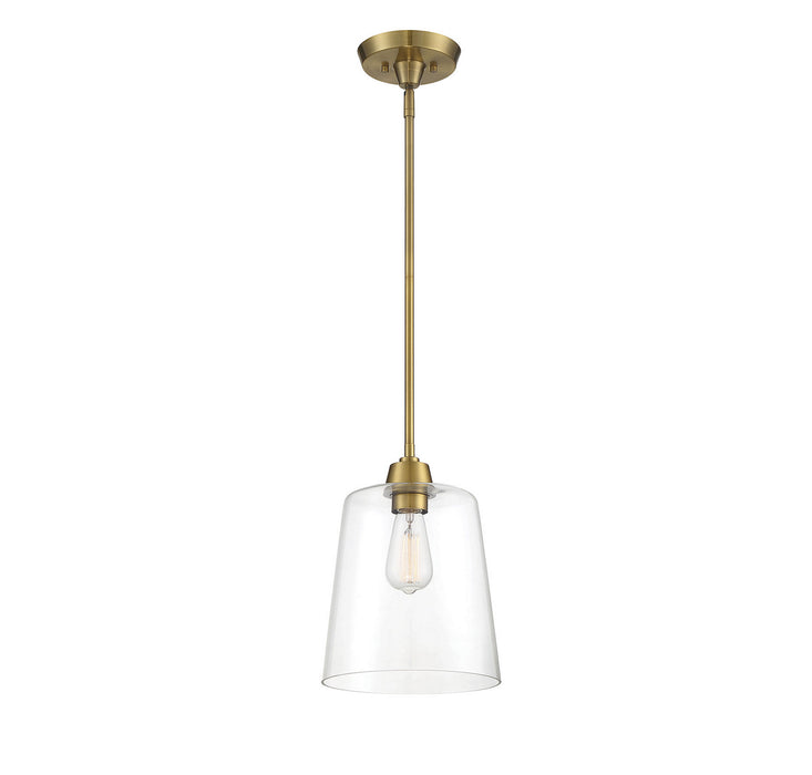 Meridian M70081NB One Light Pendant, Natural Brass