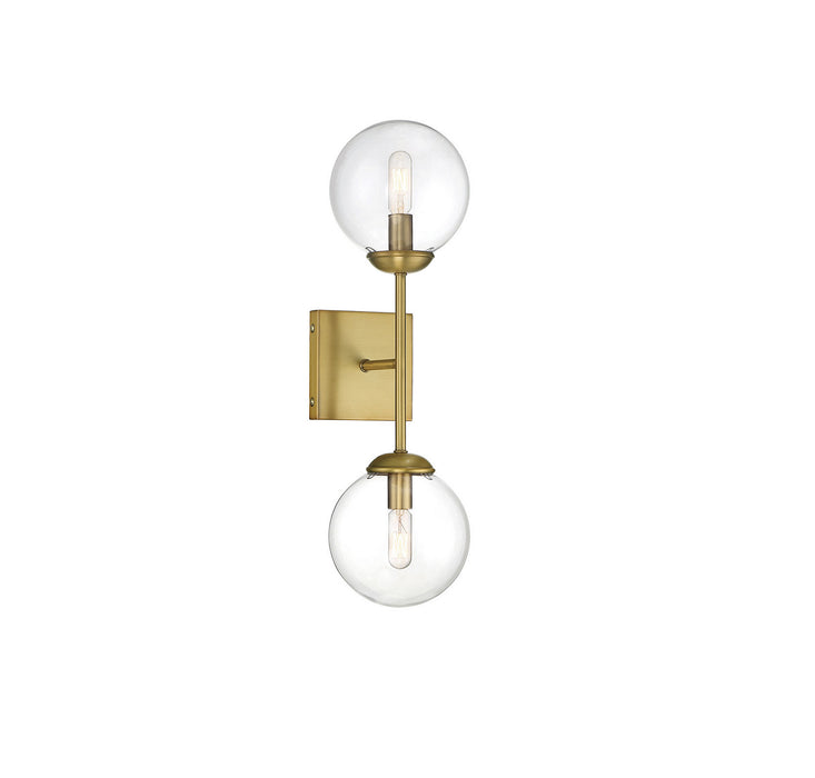 Meridian M90001NB Two Light Wall Sconce, Natural Brass