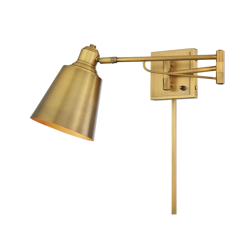 Meridian M90047NB One Light Wall Sconce, Natural Brass