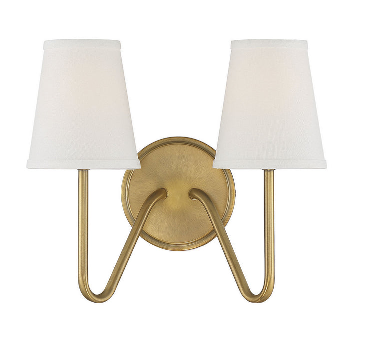 Meridian M90055NB Two Light Wall Sconce, Natural Brass