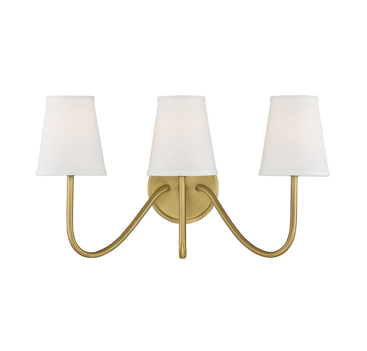 Meridian M90056NB Three Light Wall Sconce, Natural Brass