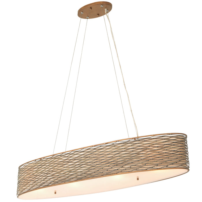 Varaluz 247N04HO Four Light Linear Pendant, Hammered Ore