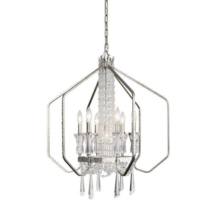 Varaluz 270P07TR Seven Light Pendant, Transcend Silver