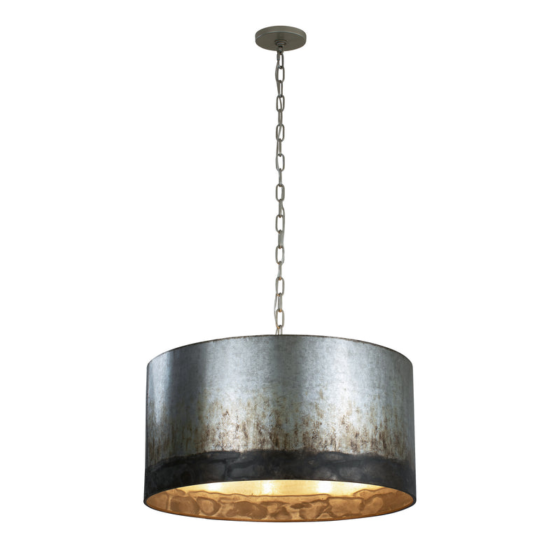 Varaluz 323P04OG Four Light Pendant, Ombre Galvanized
