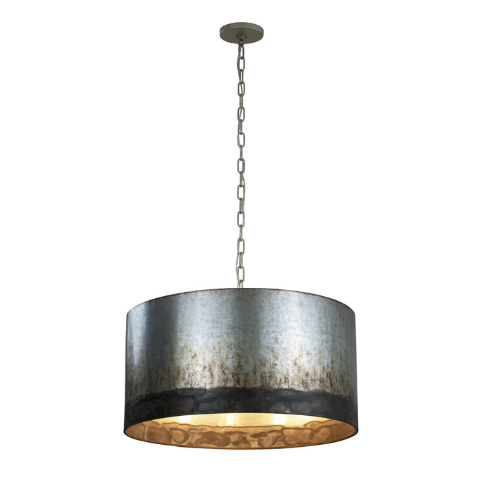 Varaluz 323P04OG Four Light Pendant, Ombre Galvanized