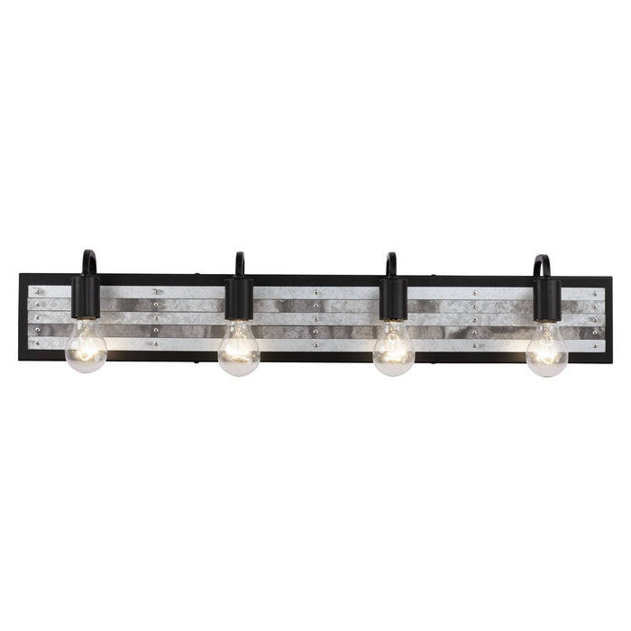 Varaluz 336B04BL Four Light Bath, Black/Galvanized