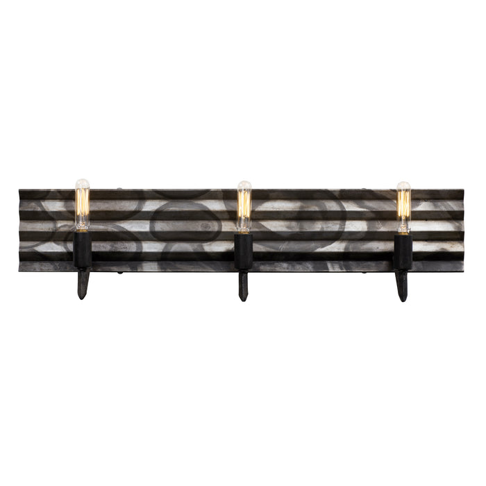 Varaluz 337B03 Three Light Bath, Artistic Fired Steel