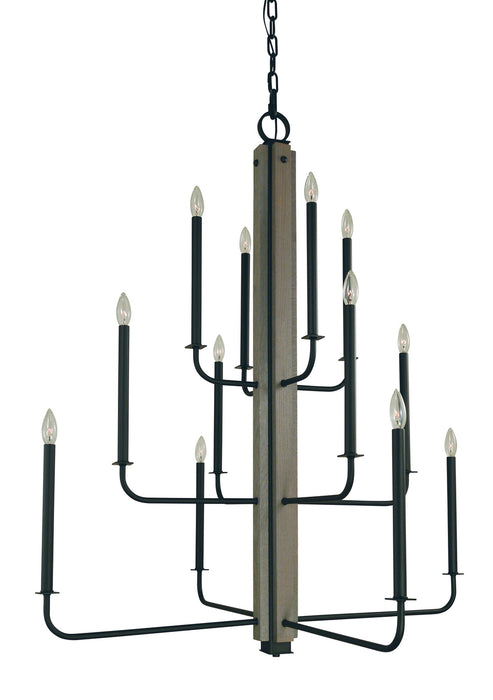 Framburg 5412 MBLACK 12 Light Foyer Chandelier, Matte Black