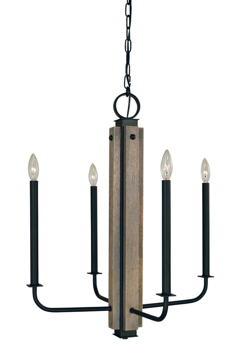 Framburg 5414 MBLACK Four Light Chandelier, Matte Black