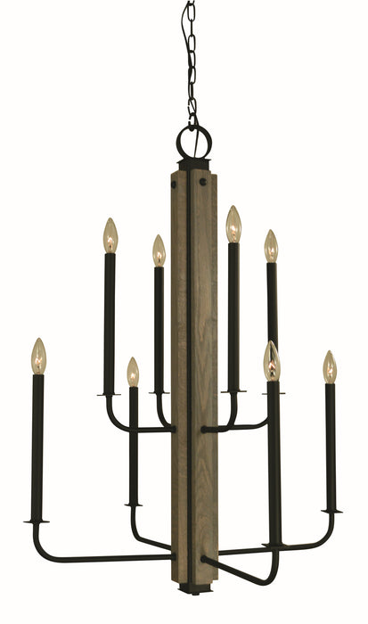 Framburg 5418 MBLACK Eight Light Foyer Chandelier, Matte Black