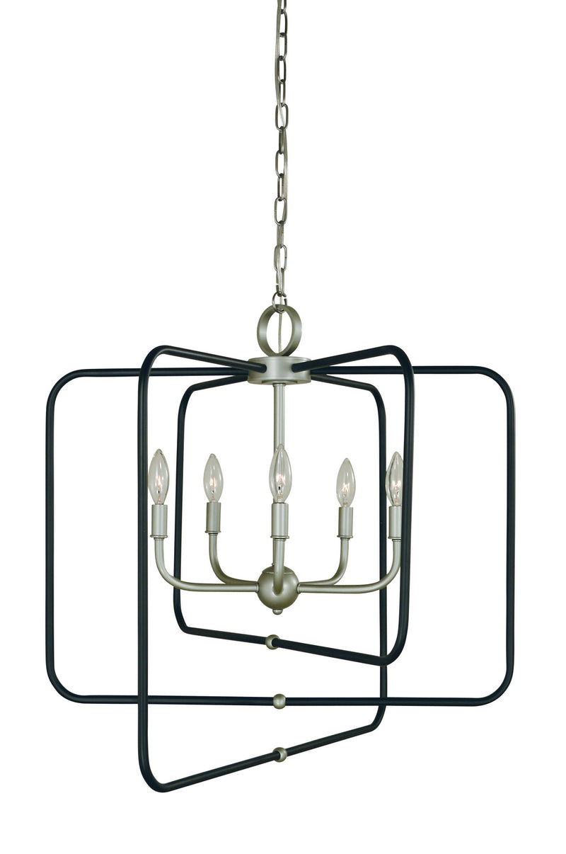 Framburg 5425 SP/MBLACK Five Light Chandelier, Satin Pewter w/Matte Black