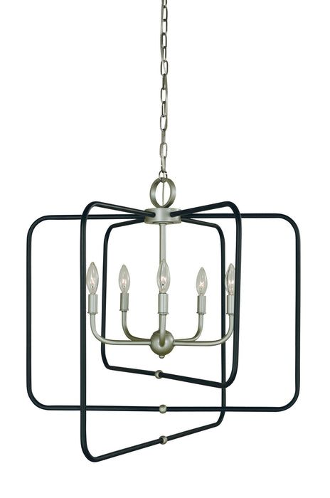 Framburg 5425 SP/MBLACK Five Light Chandelier, Satin Pewter w/Matte Black
