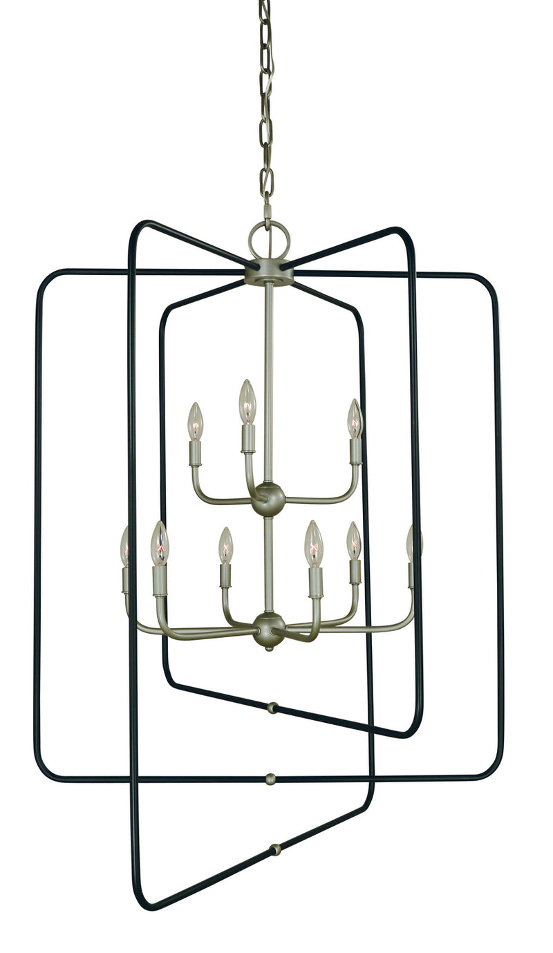 Framburg 5429 SP/MBLACK Nine Light Foyer Chandelier, Satin Pewter w/Matte Black