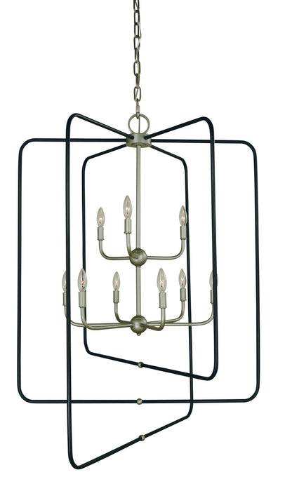 Framburg 5429 SP/MBLACK Nine Light Foyer Chandelier, Satin Pewter w/Matte Black