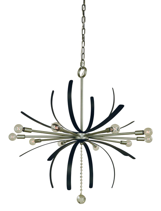 Framburg 5432 SP/MBLACK Ten Light Chandelier, Satin Pewter w/Matte Black