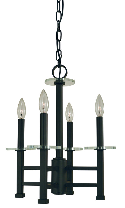 Framburg 5444 MBLACK Four Light Chandelier, Matte Black