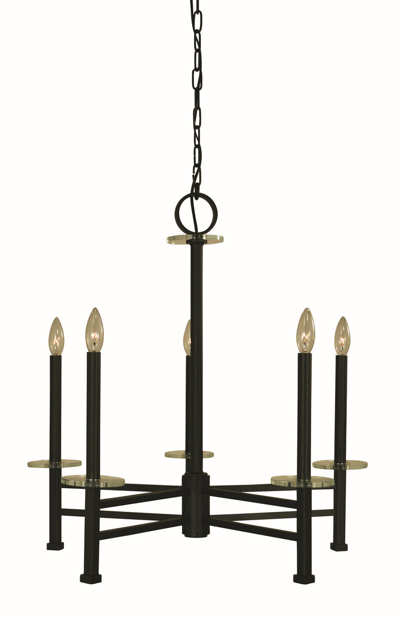 Framburg 5445 MBLACK Five Light Chandelier, Matte Black
