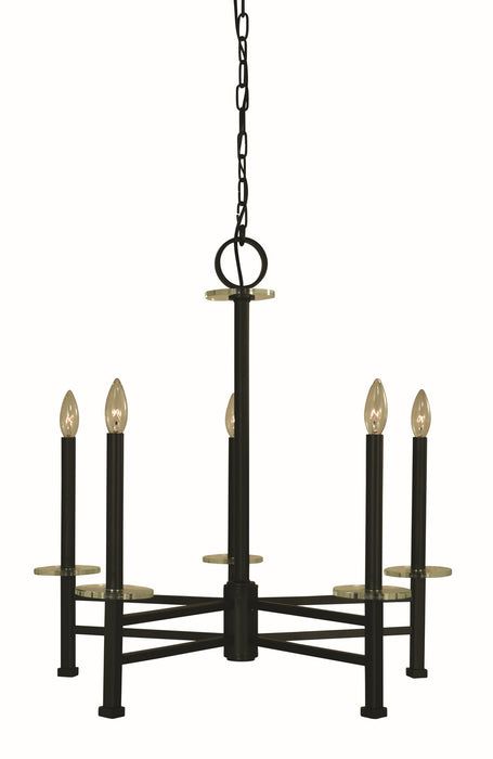 Framburg 5445 MBLACK Five Light Chandelier, Matte Black