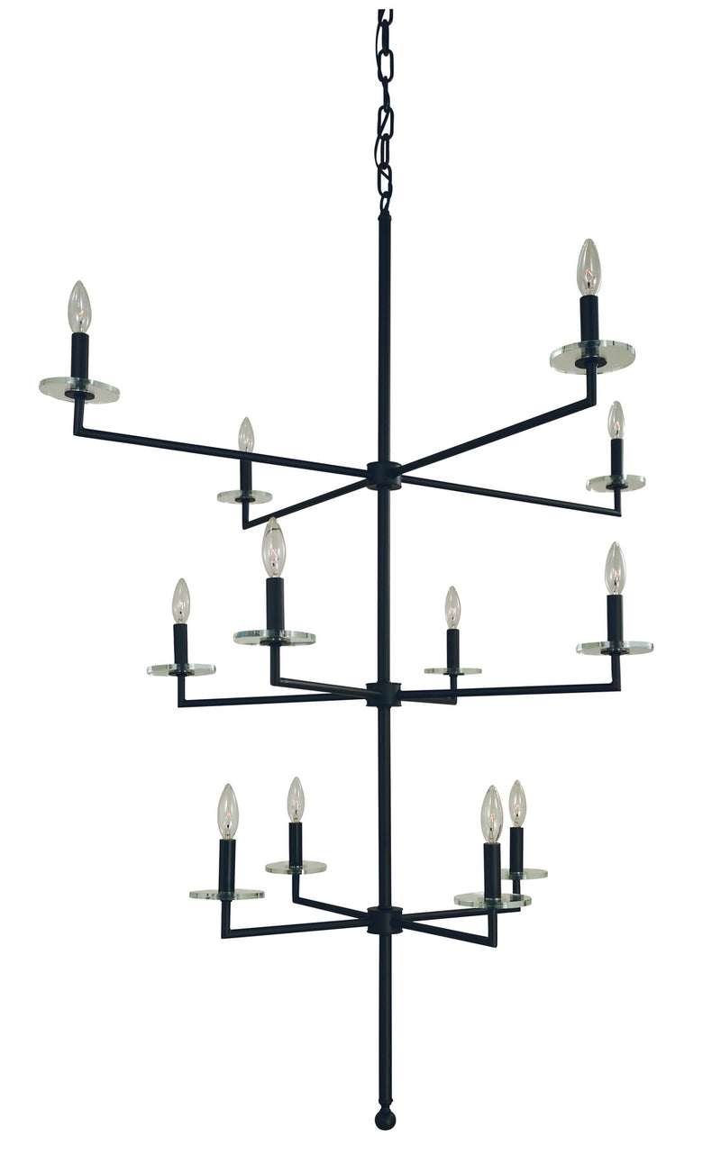 Framburg 5452 MBLACK 12 Light Foyer Chandelier, Matte Black